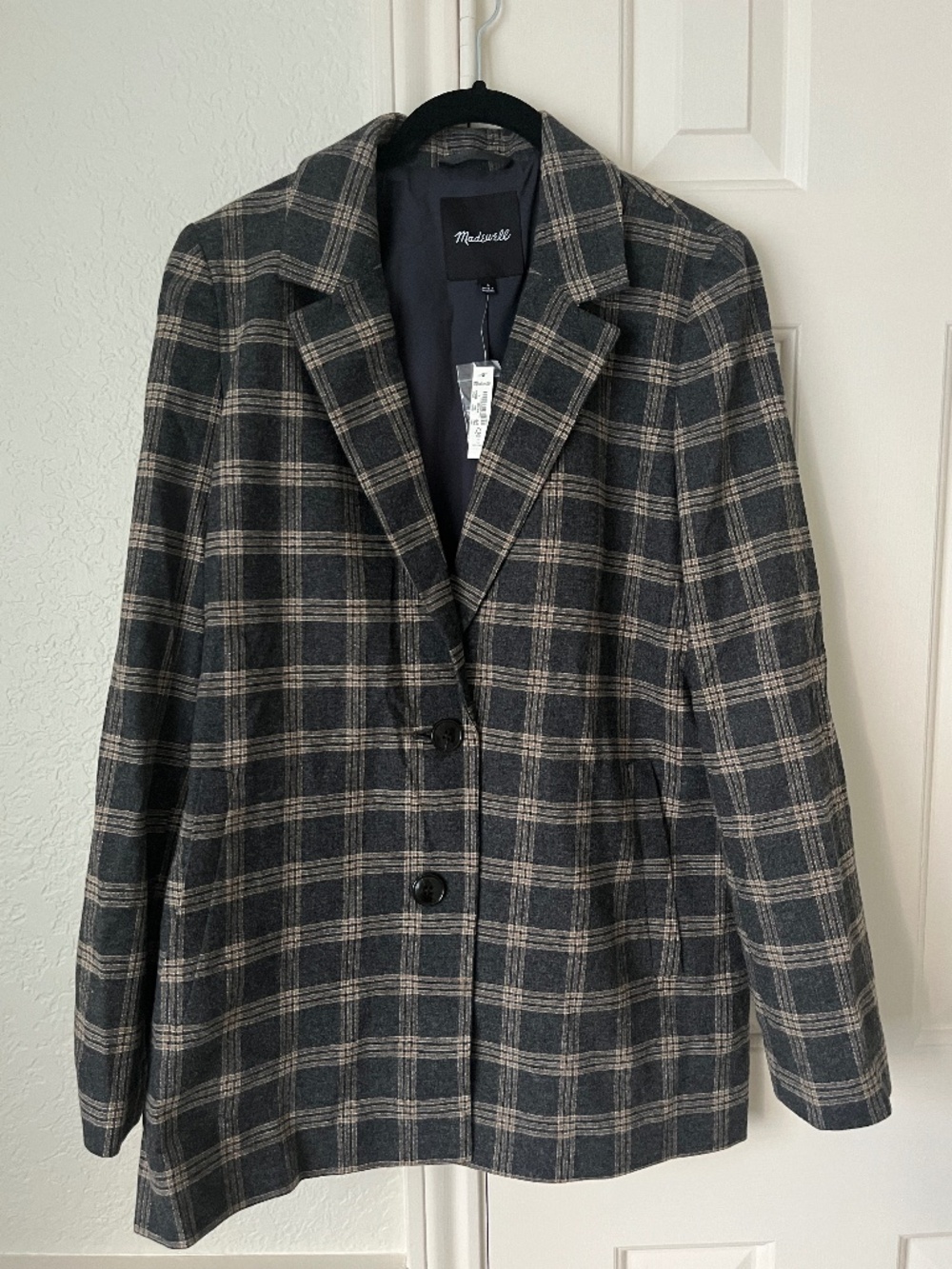 NWT Madewell Dorset Large Plaid Blazer 52% Wool
